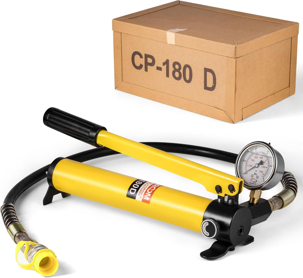 CP-180 Hydraulic Hand Pump with Oil Gauge, Hand Operated Pump Suitable for Separate Hydraulic Tools