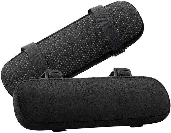 MOSISO Chair Armrest Pads (2 Pack), Memory Foam Home/Office Chair Arm Rest Covers Comfy Computer Gaming Elbow Cushion Removable Washable Elbow Support Forearm Pressure Relief, Black