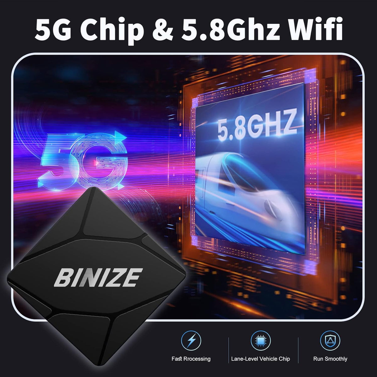 Binize Wirelss Carplay Adapter, Carplay Wireless Dongle for Factory Wired CarPlay Cars to Convert Wired to Wireless, Plug&Play, Latest BT 5.2, Fast WiFi 5.8GHz, USB/Type-C 2Cables