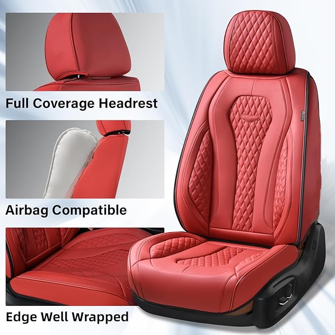 Coverado Seat Covers, Car Seat Covers Front Seats, Red Car Seat Cover, Waterproof Car Seat Covers, Car Seat Cushion, Front Car Seat Covers Leatherette Car Seat Protector Universal Fit Most Cars