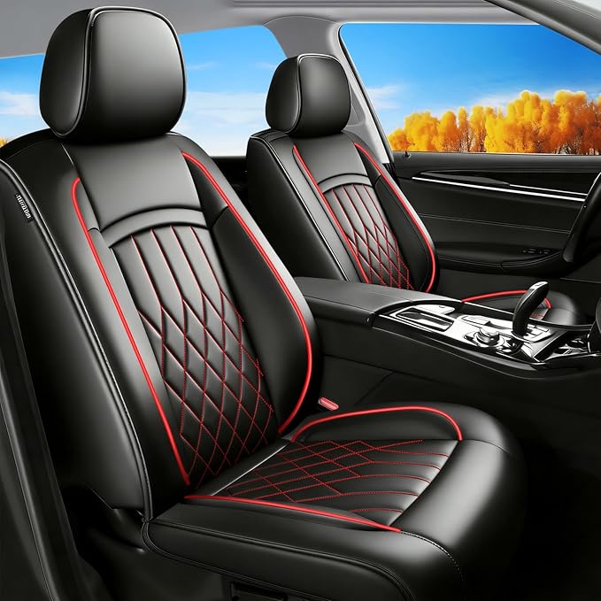Fit TLX Car Seat Covers for Acura TLX 2014-2025 2026 - Premium Leather, Waterproof, All-Weather, Airbag Compatible, Anti-Slip, Breathable, Easy Install, Seat Protectors, Full Set, Redline