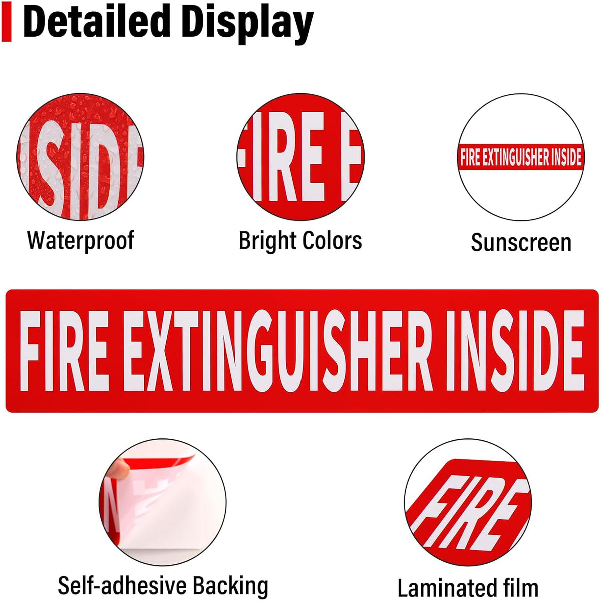 Madrigal Fire Extinguisher Inside Sticker Sign,2Pack 12x2.5" Self-Adhesive Vinyl, Weatherproof & UV Protected for Cars, Trailers, Rv's, Trucks and Vehicles, Red on White