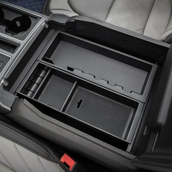 PIMCAR Center Console Organizer for Ford F150 2021 2022 2023, F150 Lightning 2022 2023 Armrest Storage Box Accessories ABS Plastic (Work Great with The Factory Tray)-One Tray