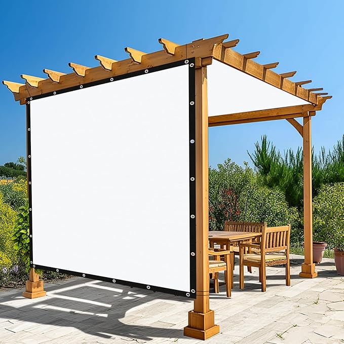 Amagenix 90% Pergola Shade Cover 9' X 24' Sun Shade Cloth with Grommets for Outdoor Garden Patio Porch, Commercial Grade 200 GSM - Cable Zip Ties Included (We Customized) GN108, White
