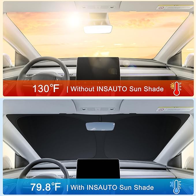 INSAUTO Custom Fit Windshield Sun Shade Accessories for Hyundai Santa Fe 2013-2018, Foldable Front Window Sunshade, UV & Heat Reflector, Keeps Interior Cool, Includes Storage Bag