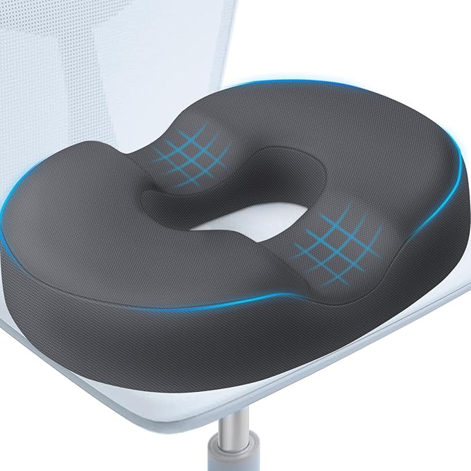 BlissTrends Donut Pillow Seat Cushion, Donut Chair Cushions for Postpartum Pregnancy & Hemorrhoids, Tailbone Pain Relief Cushion, Memory Foam Lifting Cushions for Office & home Chairs (Grey, XX-Large)
