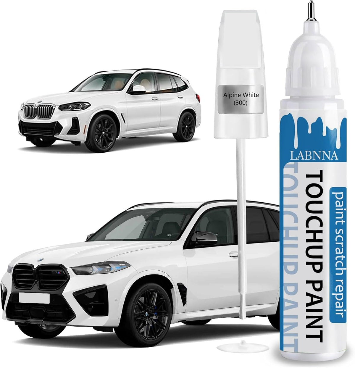 Alpine White (300) Touch Up Paint for BMW-Exact Match 2 in 1 touchup Paint Pen for Chips and Nicks Repair Car Paint Scratch Repair Kit