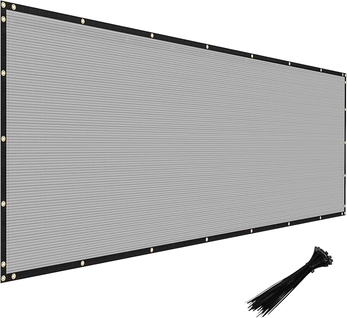 Windscreen4less Privacy Fence Screen Heavy Duty Windscreen Fencing Mesh Fabric Shade Net Cover with Brass Grommtes for Outdoor Wall Garden Yard Pool Deck, 8'x218' Light Gray