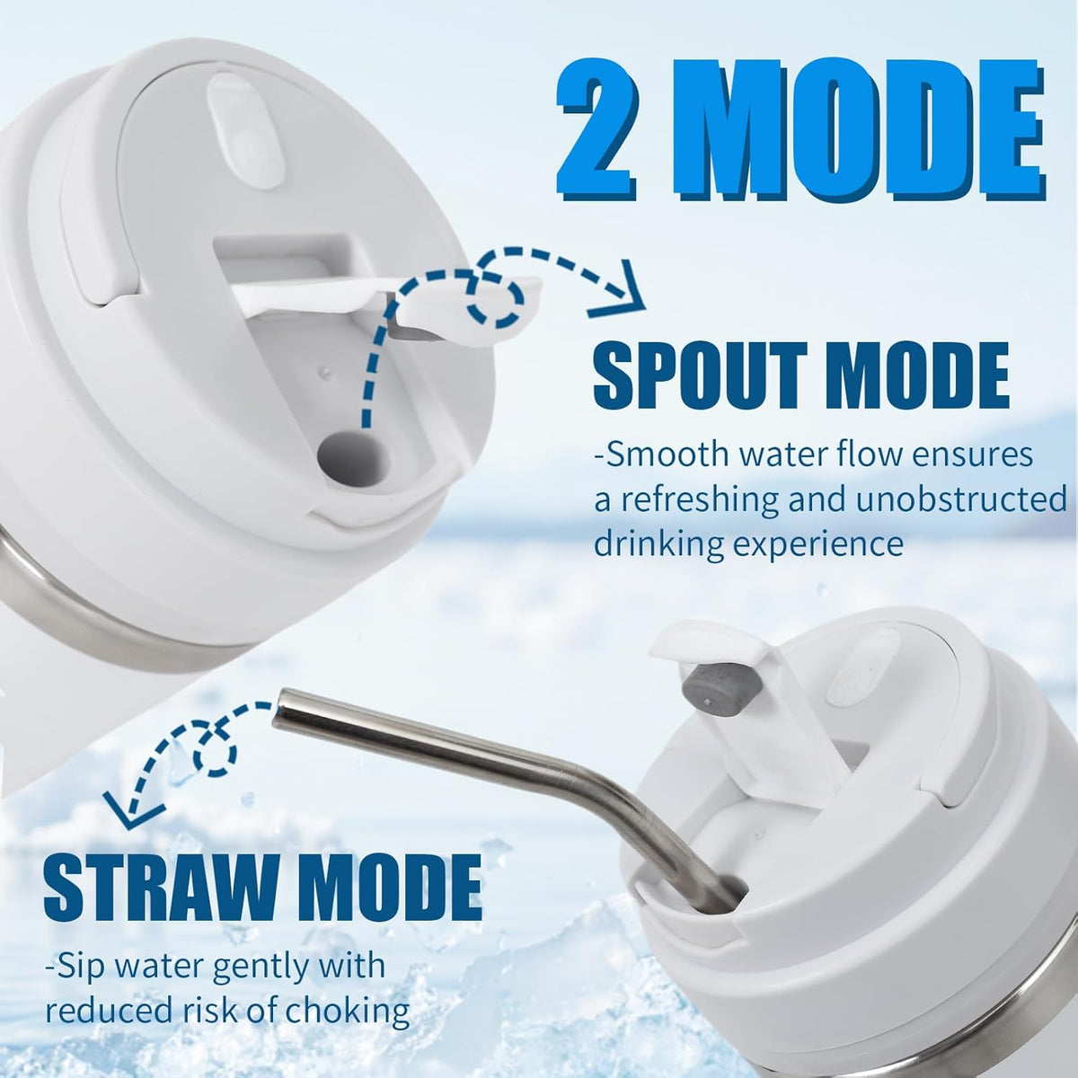 Ice Shave 2-in-1 Stainless Steel Vacuum Tumbler & Cordless Blender - 28oz, Leak Resistant, Cold 24Hrs/Ice 2 Days, 120 Watts with Waterproof Charging - For Smoothies, Home/Office/Car, White