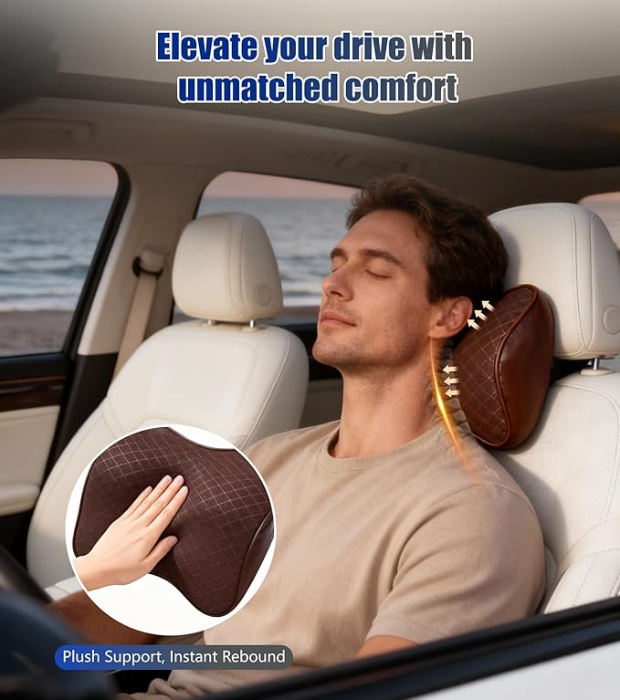 2Pcs Premium Car Neck Pillow – Car Headrest Pillow for Neck PainRelief with Premium Memory Foam,600D Oxford Fabric & 100D High Elastic Memory Foam – UltimateComfort Neck Pillow for Car, Driving