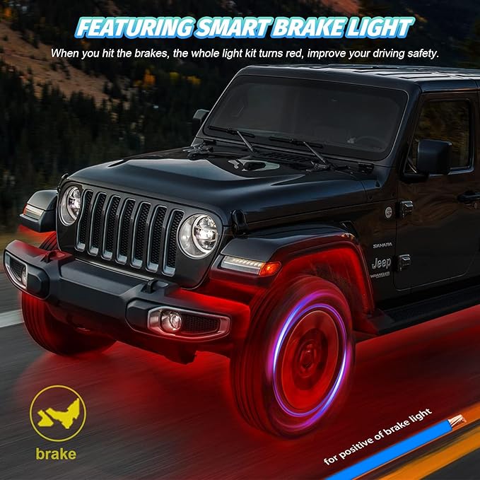 4 Pods RGB LED Rock Lights for ATV UTV Golf Cart Truck RZR Offroad SUV, Waterproof Multicolor Underglow Kit for Cars with APP Music Mode, Vehicle Accent Underbody Light Underneath 12V