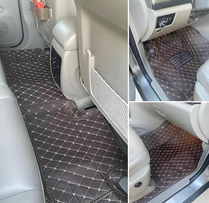 Customize Car Floor Mats for 99% Sedan SUV Sports Car All Weather Leather Full Coverage Waterproof Non-Slip Vehicle Lining Pads (Black Stripe)