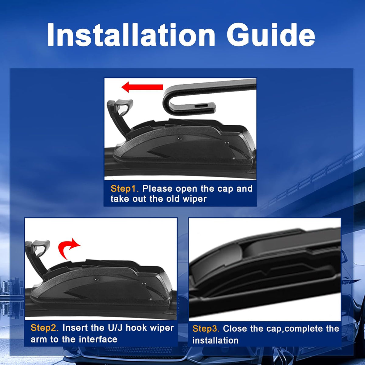 Windshield Wiper Blades Replacement for Toyota Yaris 2007 2008 2009 2010 2011 Original Factory Quality Front Rear Wipers Blade Set for My Car - 26" 14" 12" (Pack of 3)