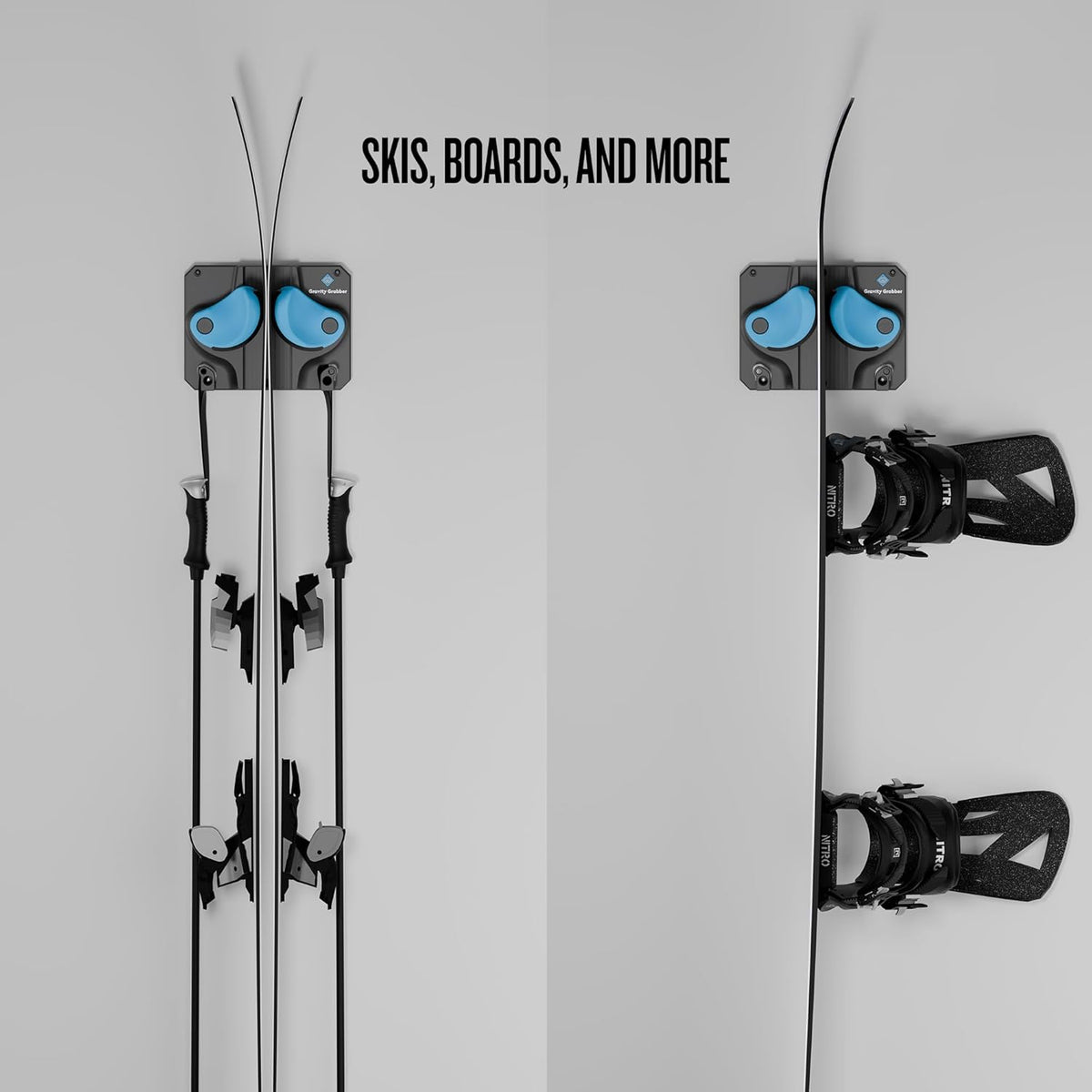 Ultimate Ski & Snowboard Wall Rack | Secure, Non-Slip Storage | Fits Any Ski/Board | Garage Organization | Ski Storage Rack | Snowboard Storage Rack | Winter Gear Organizer | 1 Pck
