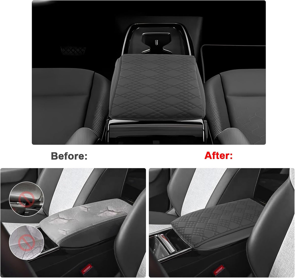 SXCY for 2025 VW ID.4 Armrest Cover Pad for 2025 Volkswagen ID.4 Accessories 2025 ID.4 Center Console Cover 2025 ID.4 Middle Console Cover Add Soft Cotton Cushion (Added-Pad)