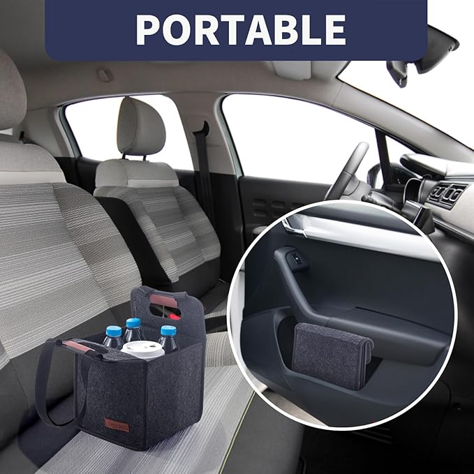 4 Cup Drink Carrier with Handle, Reusable Insulated Drink Caddy Drink Holder for Car, Folding Portable Coffee Cup Holder Bag for Travel and Delivery