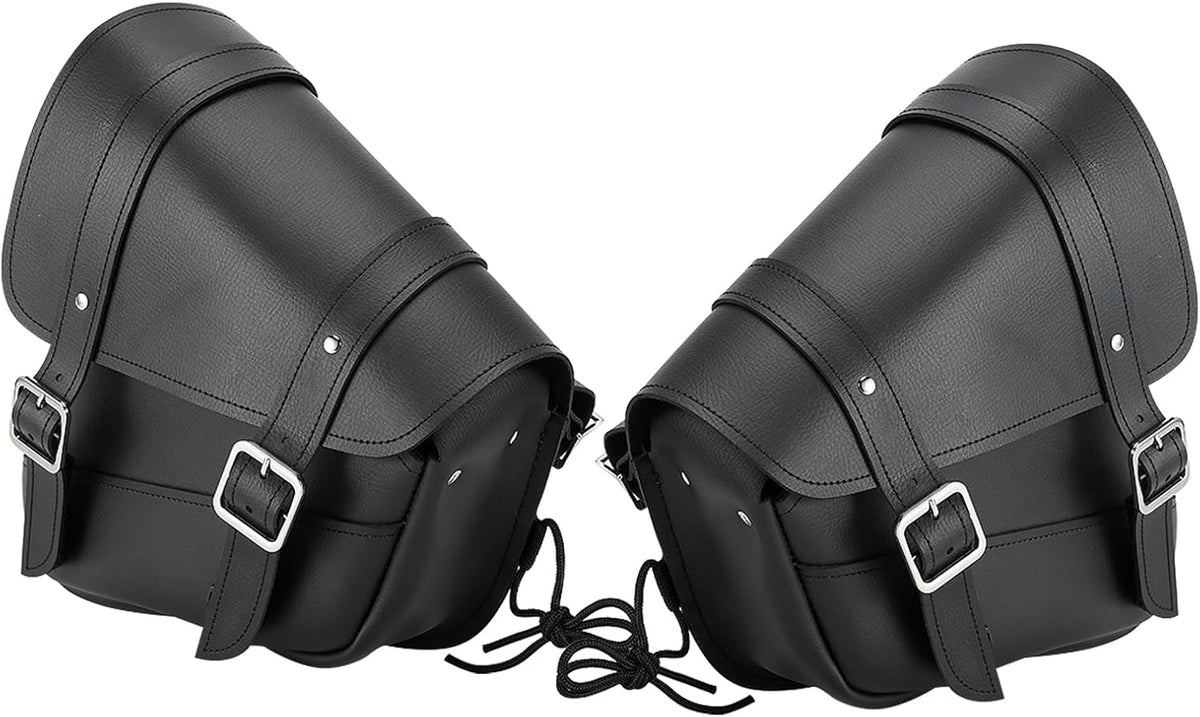 Gargoyle Bells Solo Swing Arm Bags - PVC Waterproof Motorcycle Luggage for Sportster Softail (Right + Left, Black)