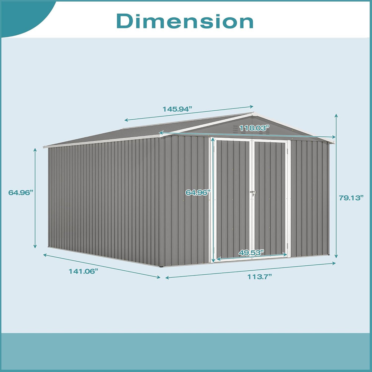 Large Outdoor Storage Shed, 10' X 12' Metal Galvanized Steel Garden Shed with 4 Vents, Utility Tool Shed Storage House for Backyard, Patio, Lawn
