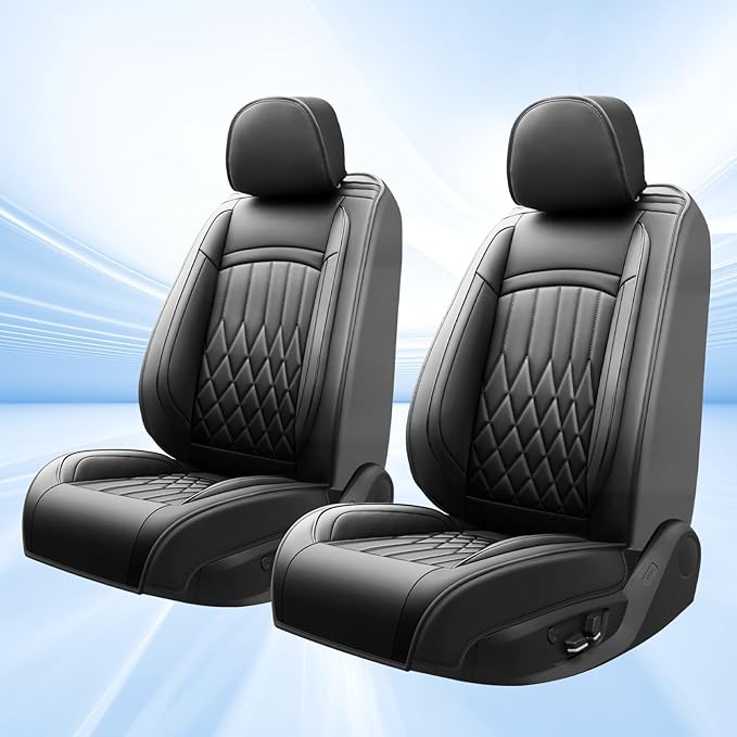 Fit TL Car Seat Covers for Acura TL 2004-2014 - Premium Leather, Waterproof, All-Weather, Airbag Compatible, Breathable, Easy Install, Seat Protectors, Only 2 Front seat Covers, Black