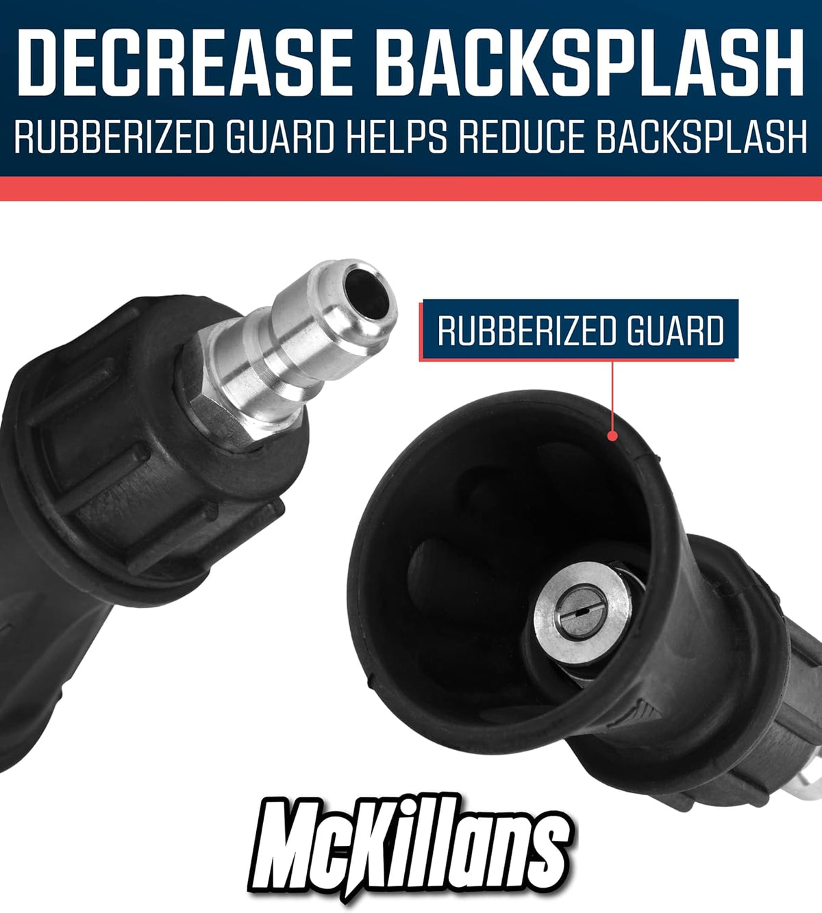 McKillans 40 Degree Pressure Washer Nozzle - Stainless Steel, High-Efficiency Cleaning, Durable Nozzle Guard with Rubberized Protection (4.0 Orifice)