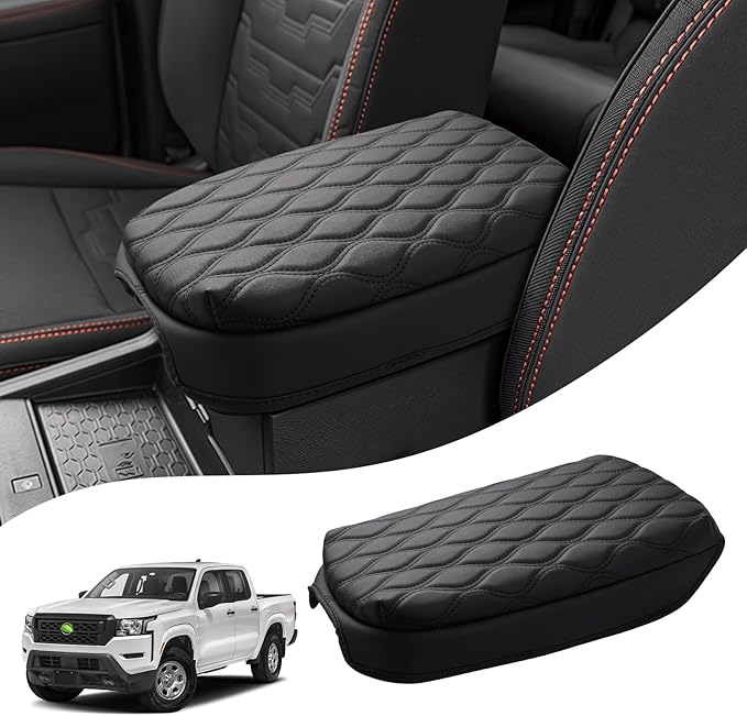 Autorder Center Console Cover for Nissan Frontier 2022-2025 2026 Accessories Armrest Cushion Cover Nappa Leather Middle Console Covers Frontier Console Cushion Pad Anti-Scratch