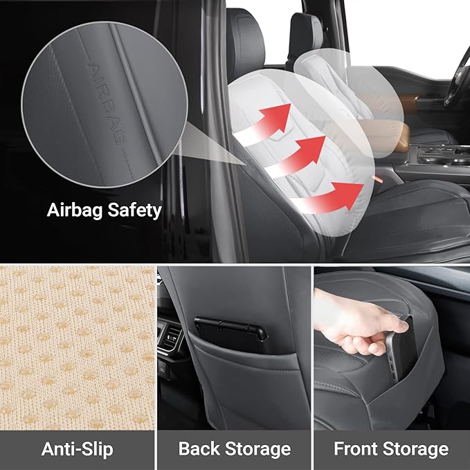 Coverland Custom Fit Car Seat Covers for Car Compatible with [Riviera, Chrysler 200, Cooper, Polestar 1 Coupe, Solara] Premium Waterproof Non-Slip Interior Protector [Front Dark Gray- Size Chart A15]