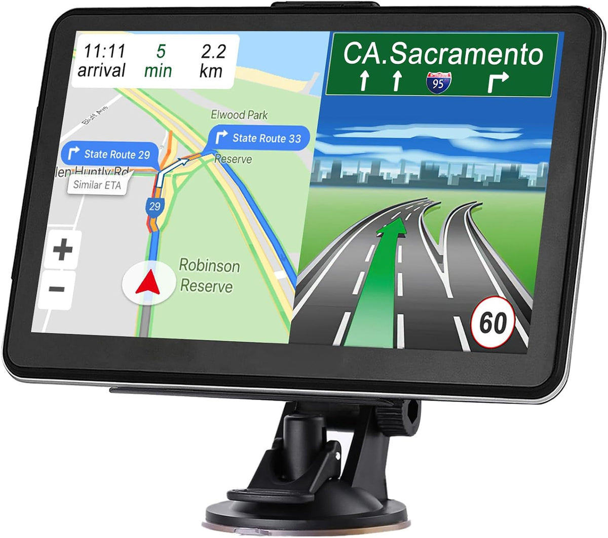 GPS Navigation for Car Truck Navigator Latest Maps 7 Inch Touch Screen Vehicle GPS Commercial Trucker Navigation Voice Speeding Warning Free Lifetime Update of World Maps