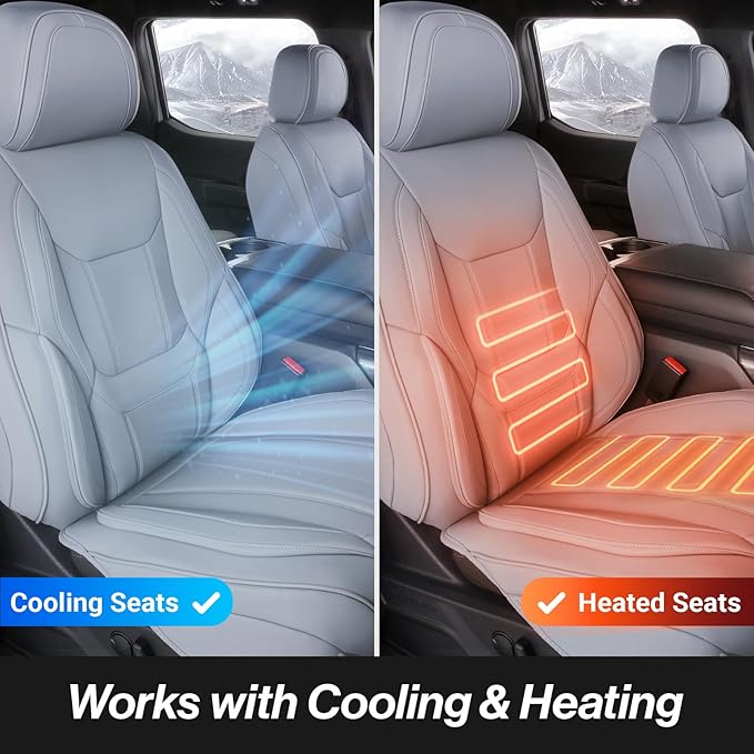 Coverland Custom Fit Car Seat Covers for Car Compatible with [Cadillac DTS, Oldsmobile Cutlass] Premium Water Resistant Leather Non-Slip Interior Protector [Full Set Gray - Size Chart X78]