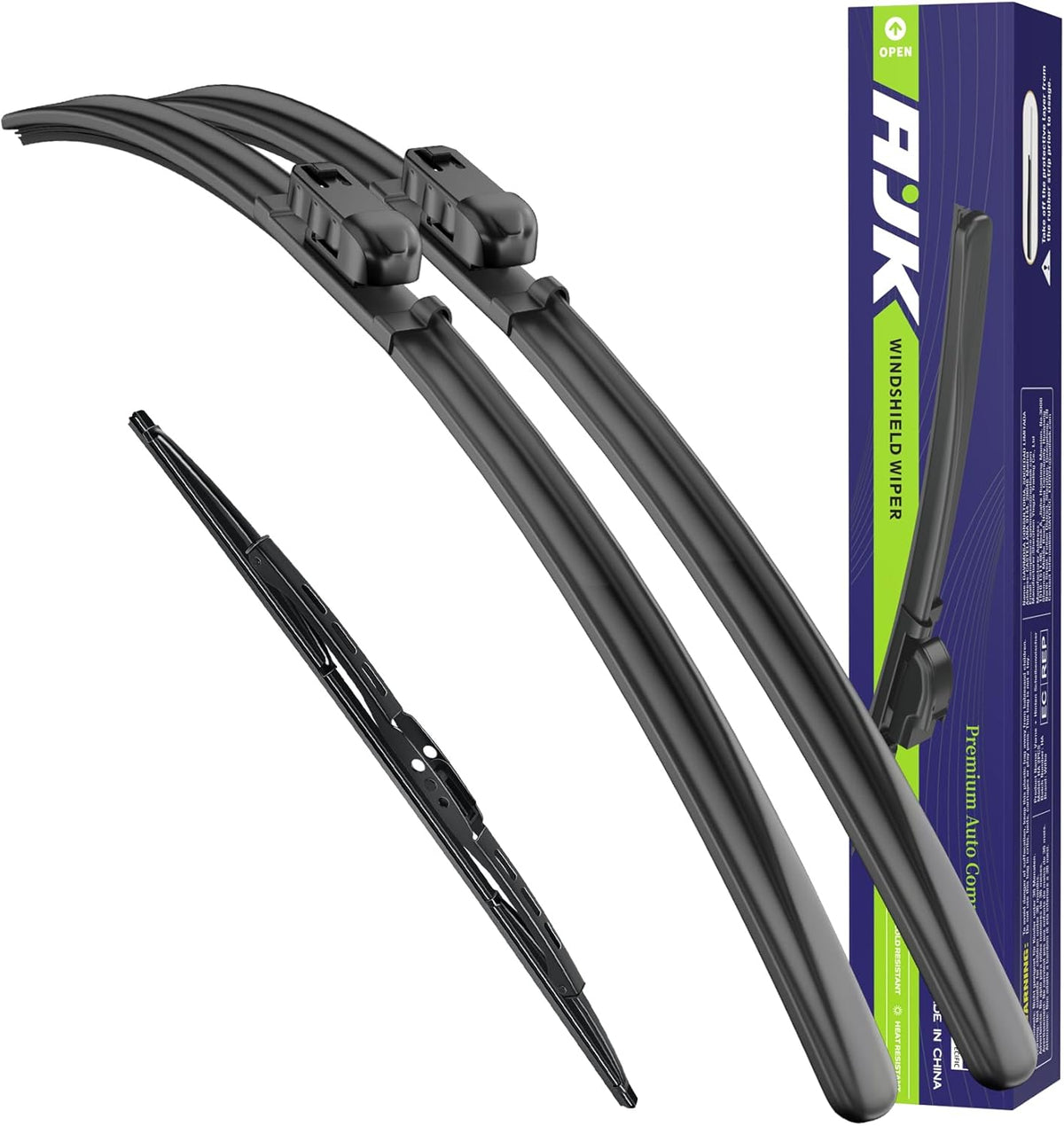 AJK Front Windshield Wiper for Chevrolet Bolt EV 2017 2018 2019 2020 2021 2022 2023 (Not for Bolt EUV), Original Equipment Back Window Wipers Blades, Conventional, Vehicle Specific Fit, Pack of 3