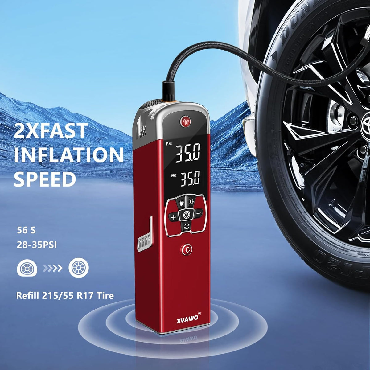 Tire Inflator Portable Air Compressor: Cordless Deflatable Air Pump for Car Tires - 150PSI Tire Pump with Pressure Gauge for Car Bike Motorcycle