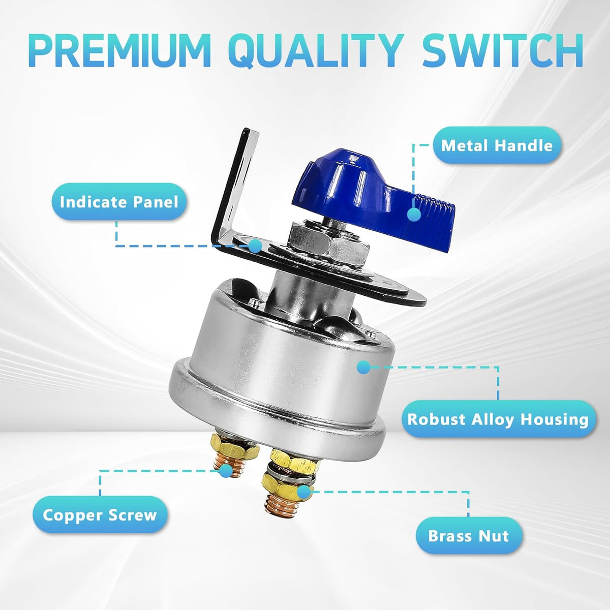 High Current Battery Disconnect Switch 200A,12-48V Battery Power Cut Off Isolator Switch with Face Plate for Car Yacht ATV RV Truck(Blue)
