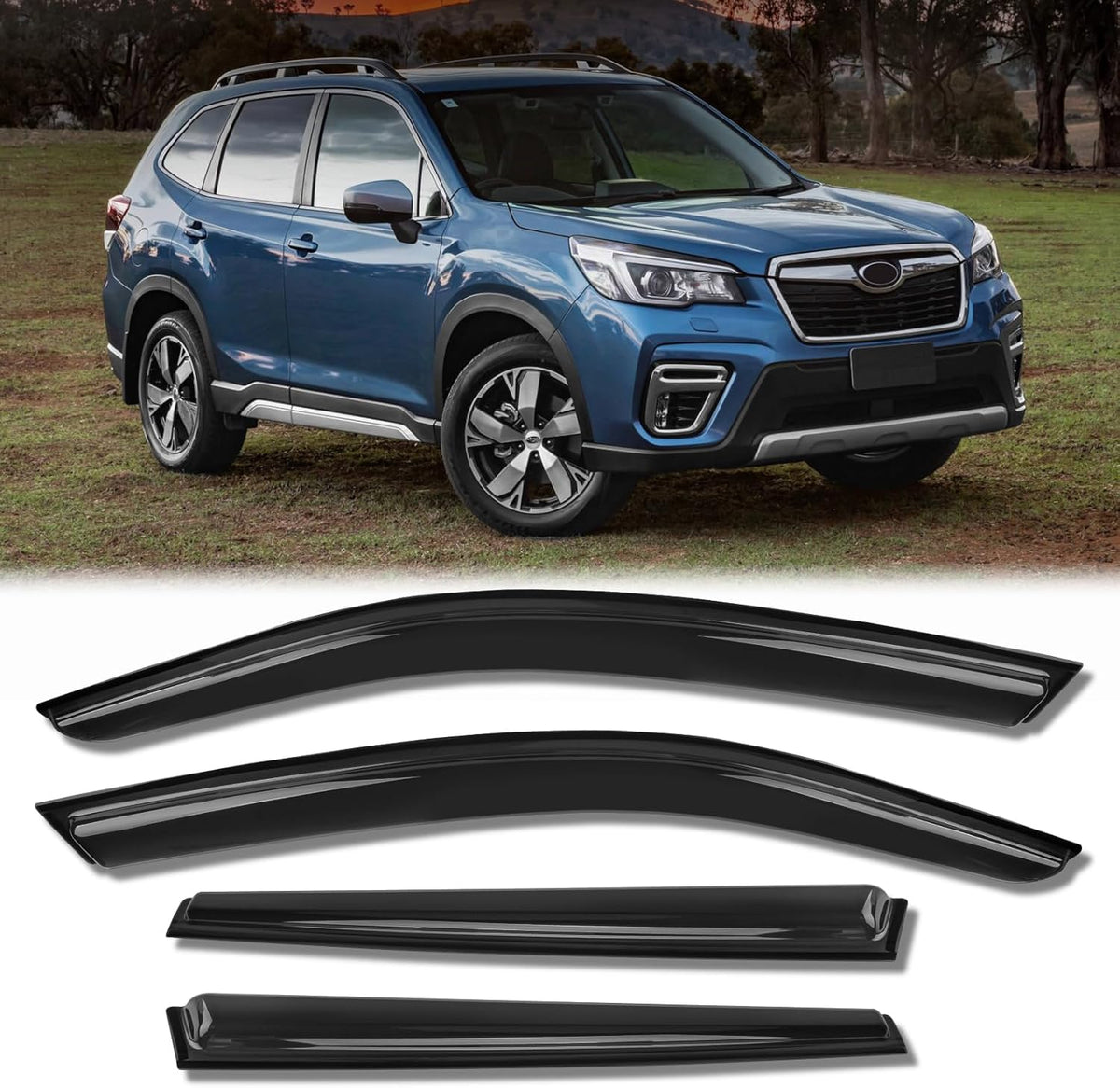 Rain Guards for Car Windows, Tape-On Window Visors Rain Guards Fit for 2019-2024 Subaru Forester SK, Window Deflectors, Vent Visors for Subaru Car Accessories, 4 Pieces