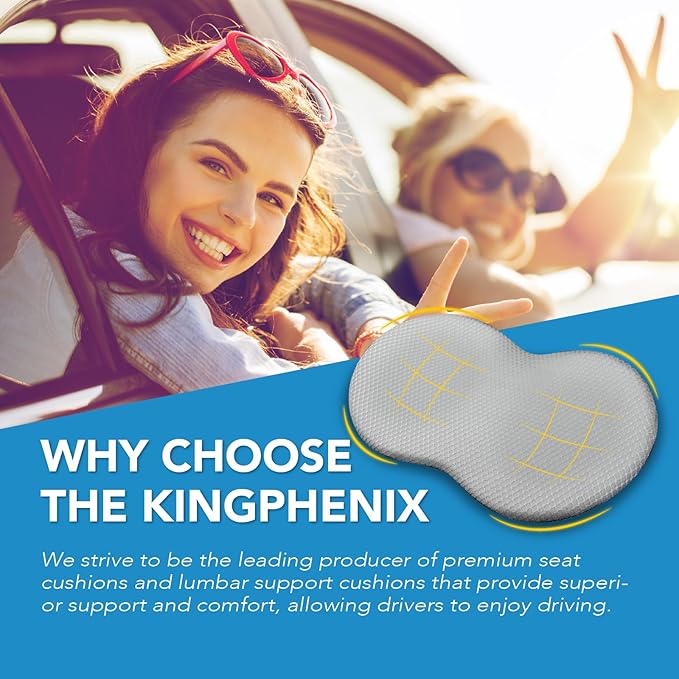 kingphenix Wedge Car Seat Cushion: Memory Foam Truck Seat Cushion for Car Seat Driver - Sciatica and Back Pain Relief - Enhancing Driving Comfort -Gray