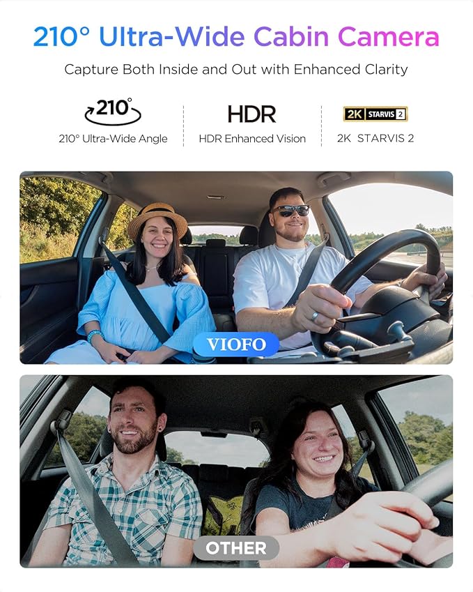 VIOFO A329S 4K 3 Channel Dash Cam, 4K Front + 2K Cabin Fisheye (210°) + 2K Rear, Power Saving Parking Mode, Wi-Fi 6 App Control, All-Channel STARVIS 2 Sensors, Supports up to 4TB SSD Storage