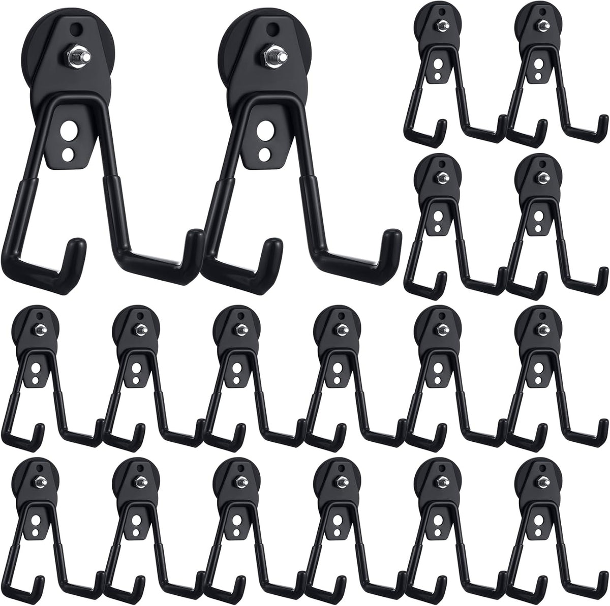 Landhoow Large Magnetic Hooks Heavy Duty Garage Magnet Hooks Strong Storage Utility Magnetic Hangers with Anti Slip Rubber Coating for Indoor and Outdoor Hanging(Black,18 Pcs)