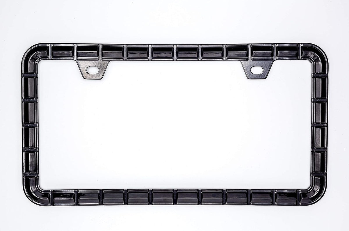 Creathome 3D Brilliance Black License Plate Frames, Pure Zinc Alloy Metal with Chain Patterned