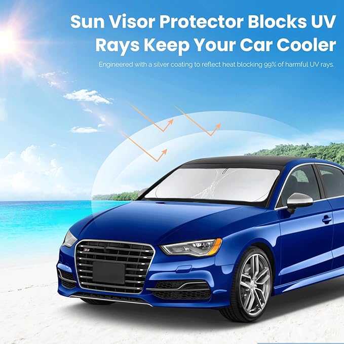 Custom Windshield Sunshade for Audi A4 A5 & S5 RS5 2018-2022 2023 2024 2025 Front Window Shades Cover for Windshield Sun Visor Screen Protector 210T Reflective Blocks UV Rays Cool Car Accessories