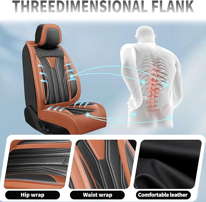 Fit Tucson Car Seat Covers Premium Leather for Hyundai Tucson 2010-2025 2026. Waterproof， Breathable, Scratch-Resistant & All-Weather Seat Cushion Protector (Full Set, Brown&Black)