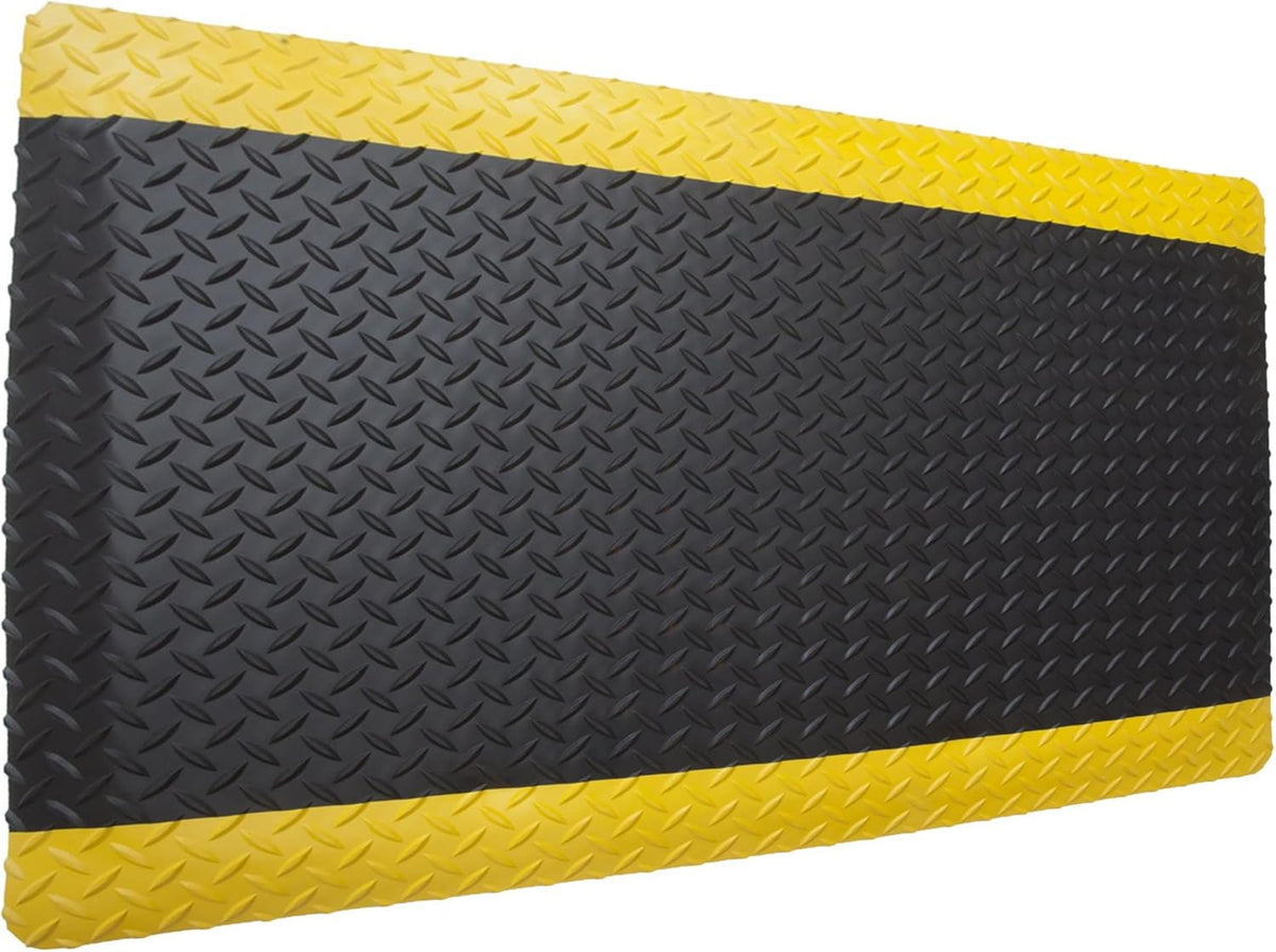 Rhino Mats, American Classic Diamond Anti-Fatigue Mats, Industrial Ergonomic Comfort Standing Mat for Work, Home, Garage, Office, Kitchen or Anywhere (Black/Yellow 1" Thick, 4 FT. x 23 FT.)