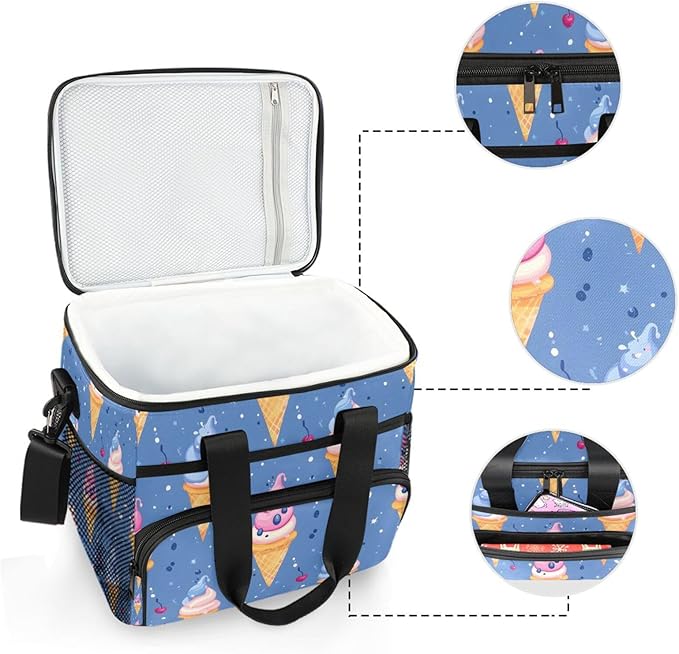 Cooler Bag Insulated Picnic Bag Large Lunch Box Reusable Tote Bag Soft Sided Portable Beach Cooler Grocery Camping