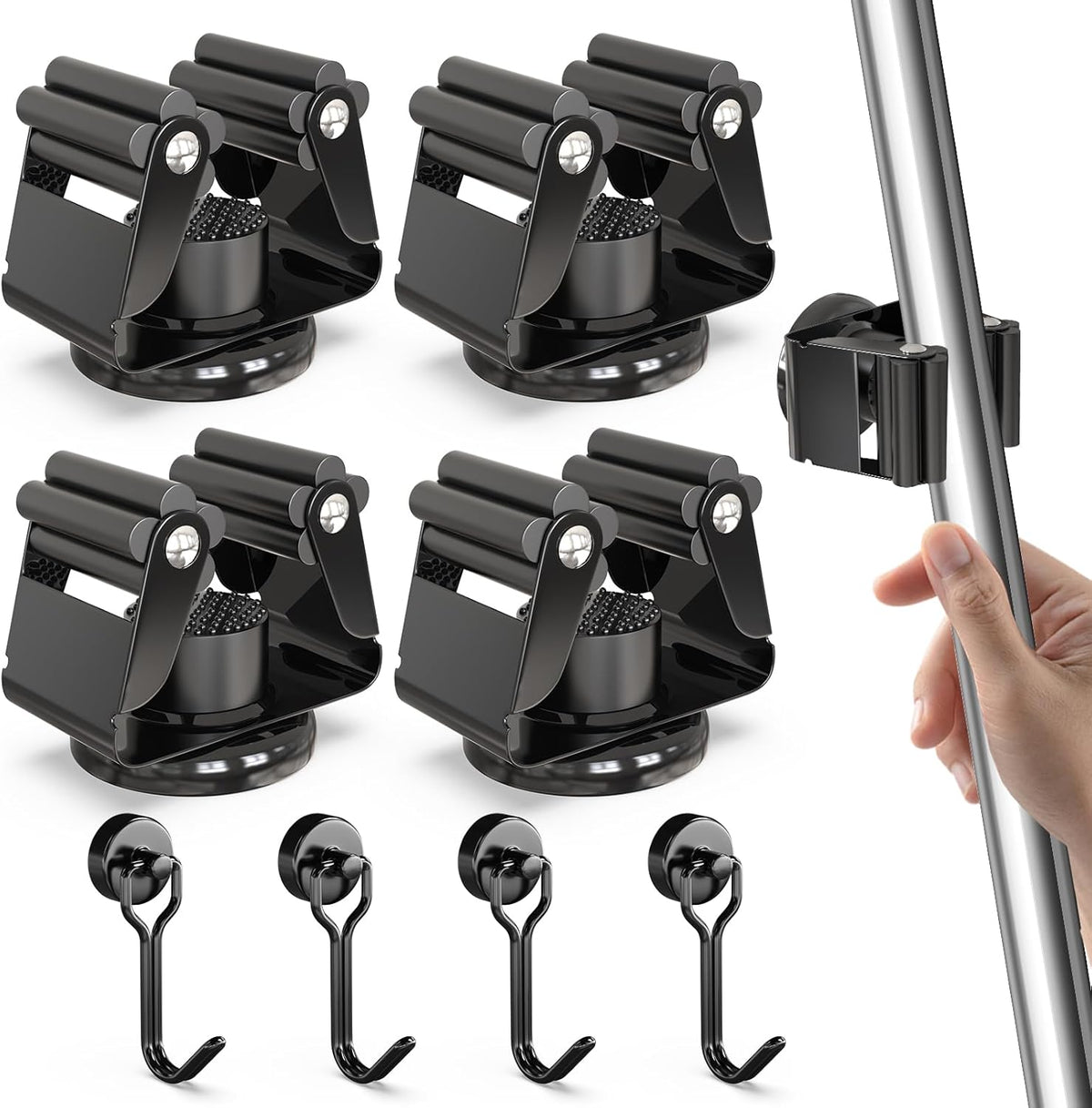 3-H Magnetic Broom Holder with Strong Magnetic Hook 8 Pack,Broom Holder Wall Mount for Garage Garden Shed Storage System Laundry Room Home Kitchen Organization