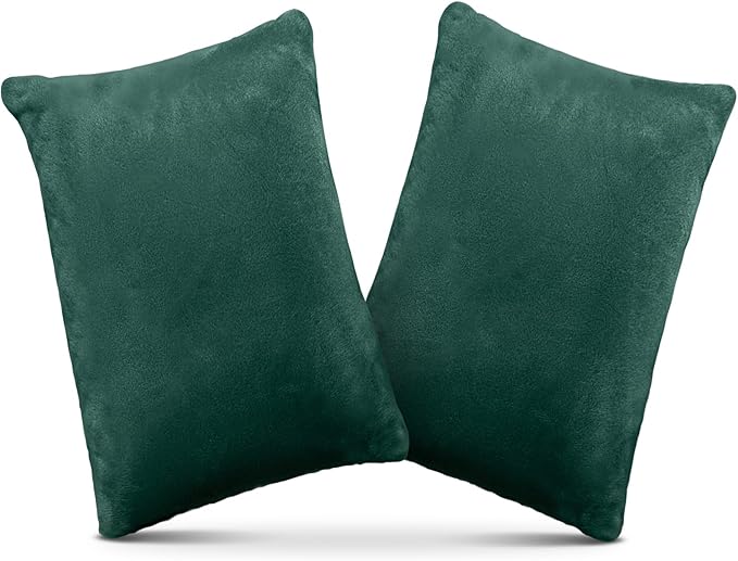 2 Pack Small Pillow, Memory Foam Mini Pillow 11 X 7 Inches for Travel, Sleeping, Nap and Neck, Knee, Lumbar Support, Tiny Cushion for Pet, Dogs (Dark Green)
