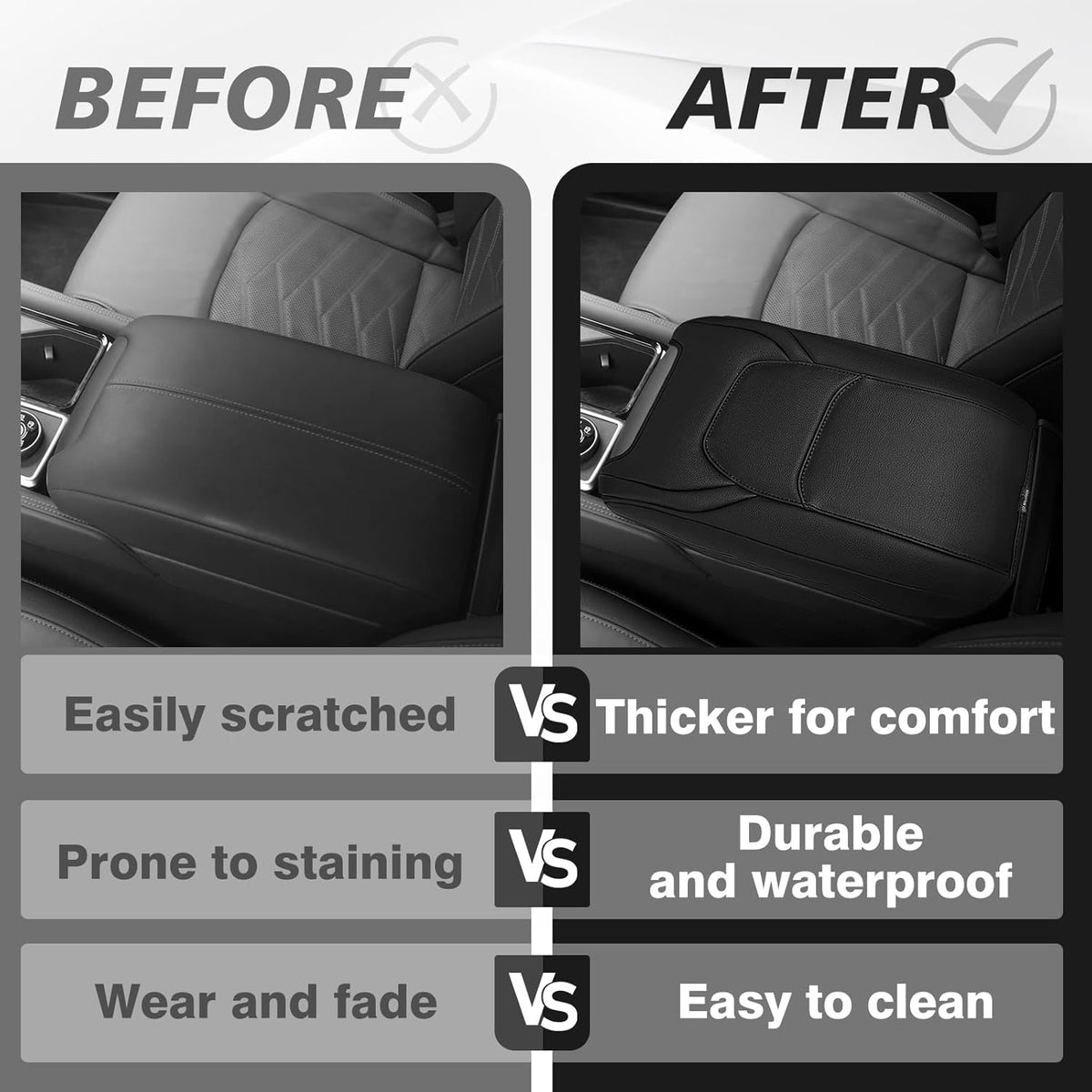 Muslogy Center Console Armrest Cover Compatible with Nissan Pathfinder 2022-2025 Comfort Armrest Pad Arm Rest Cushion Vegan Leather Protector Regular Thick