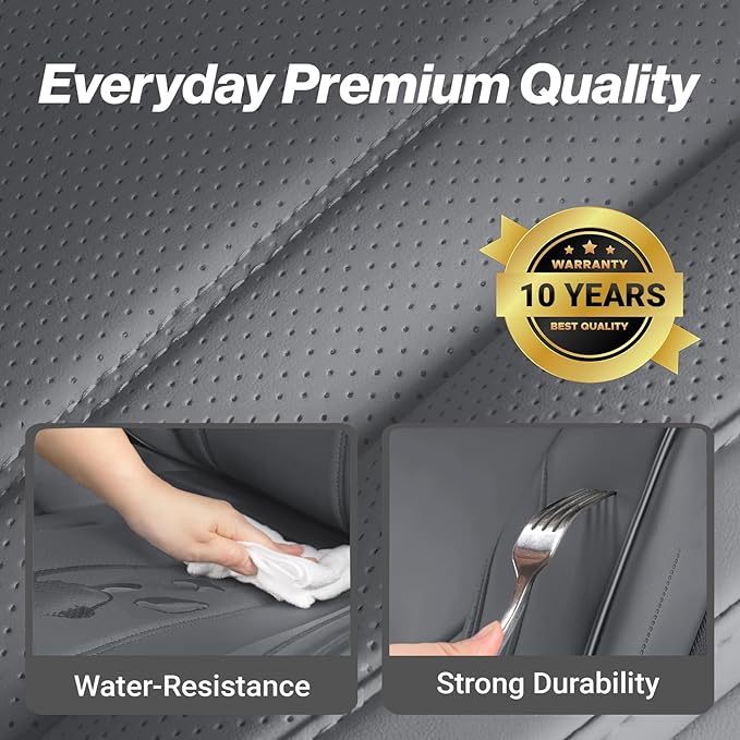 Coverland Custom Fit Car Seat Covers for Car Compatible with [BMW 3-Series Sedan, 7-Series LWB, Mazda6] Premium Waterproof Non-Slip Interior Seat Protector [Full Set Dark Gray - Size Chart X63]