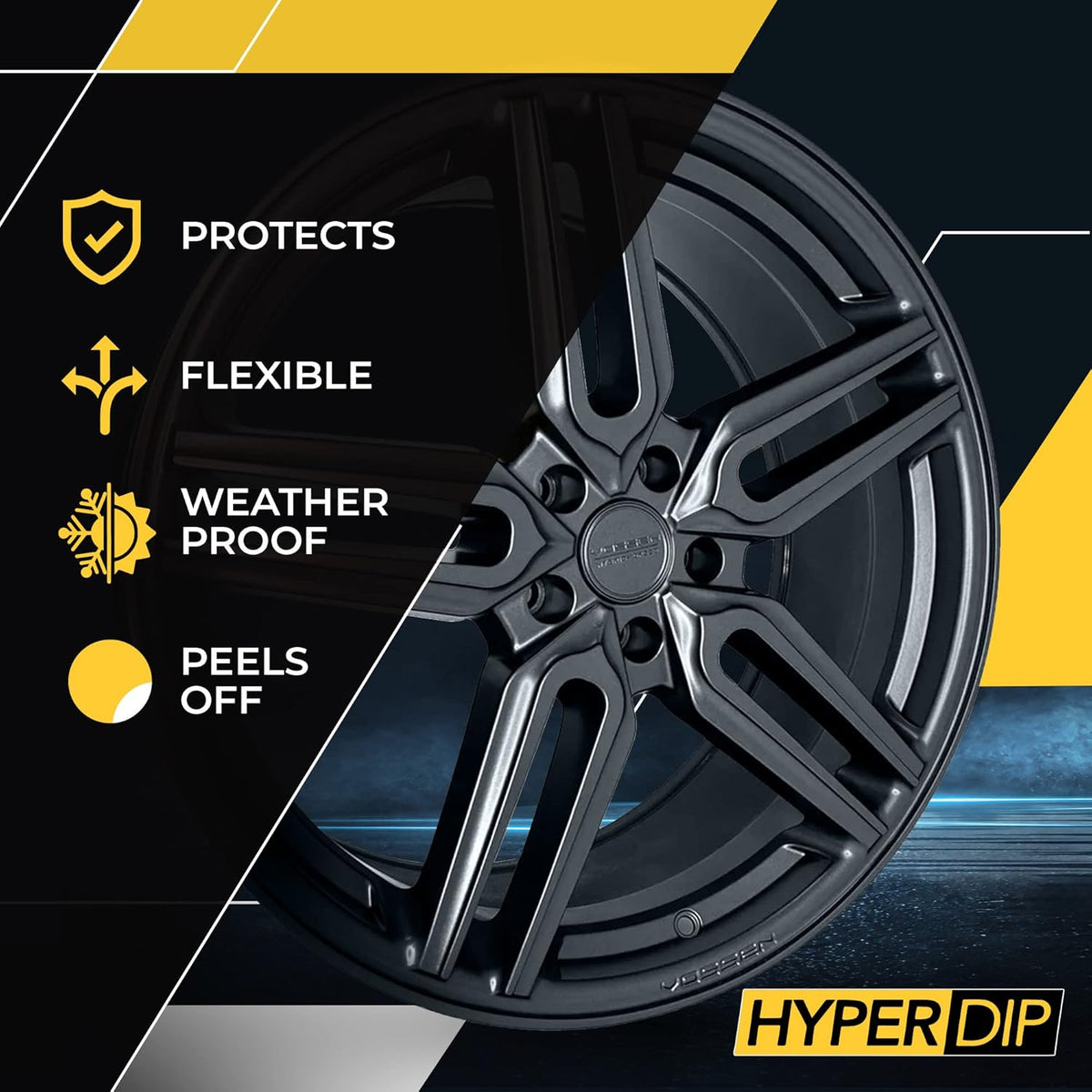 DipYourCar HyperDip Peelable Car Paint in a Can - Automotive Spray/Aerosol Auto Protection and Color for Wheels, Emblems, Mirror, and More - Frozen Black