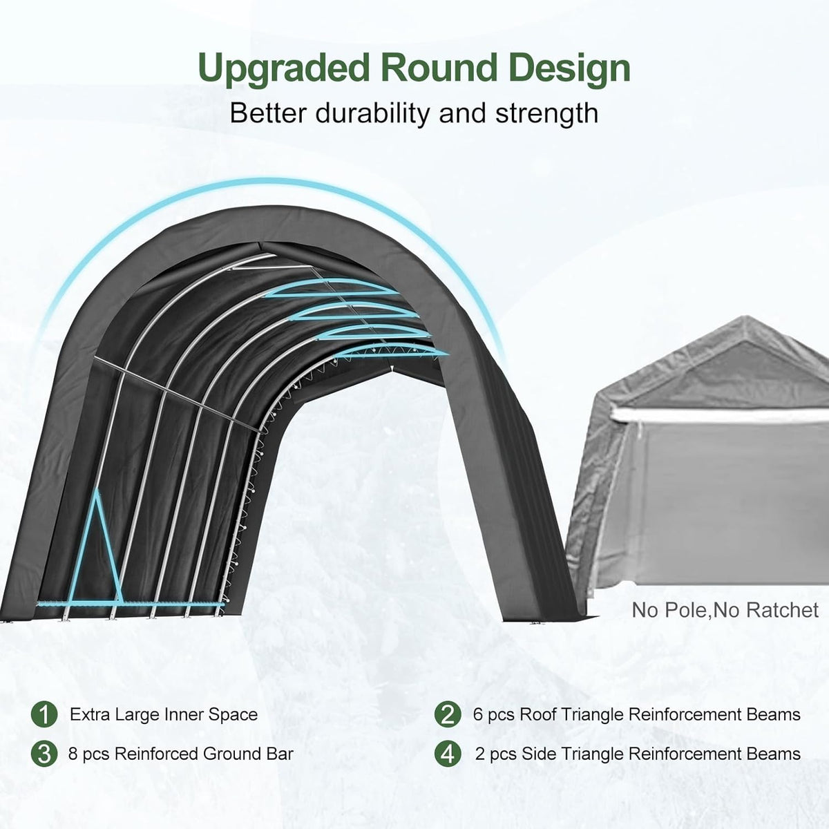 Portable Garage, Carport Canopy 12x20 FT Heavy Duty Car Port with Reinforced All-Steel Frame, Car Tent Garage with Zipper Doors for Outdoor Waterproof and UV Resistant Anti-Snow All Covered Carports