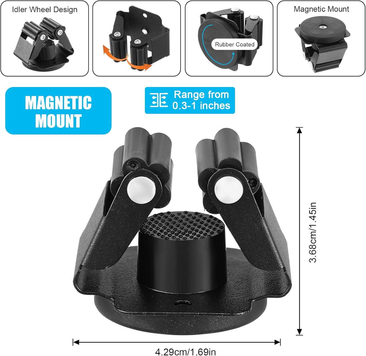 4PCS Magnetic Mop Broom Holder – Heavy Duty, Anti-Slip Wall Mount with Adjustable Gripper for Garage, Kitchen, Laundry & Garden Organization