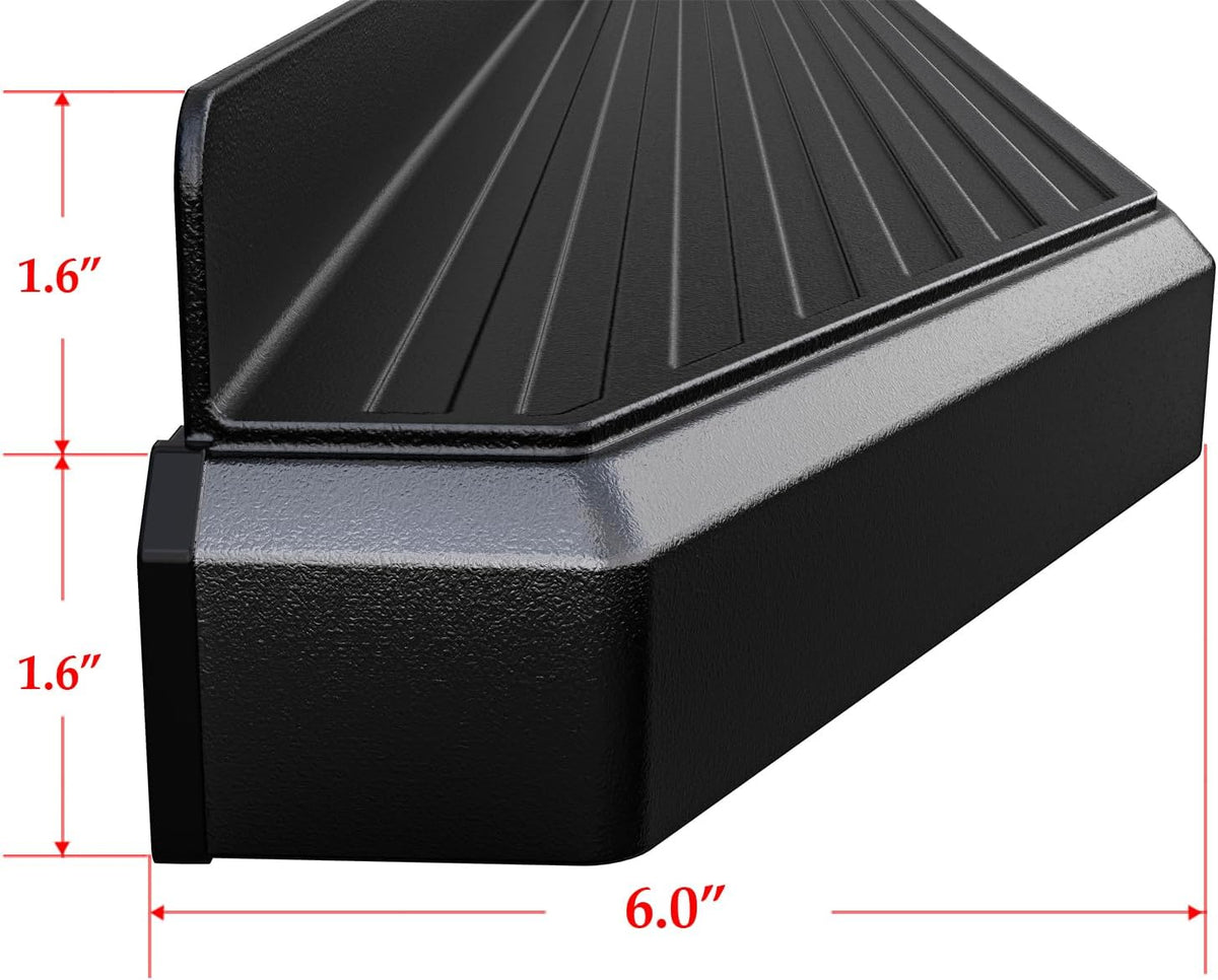 APS 6-inch (Black Stainless Steel Flat Style) Running Boards Nerf Bars Side Steps Compatible with Ram 1500 2009-2018 Crew Cab & Ram 2500 3500 2010-2024