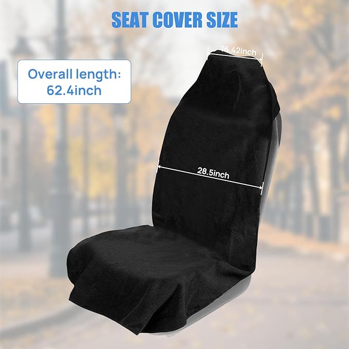 Nilight Car Seat Cover Black Terry Fabric Water and Sweat Absorbent Ideal for Running Gym Workouts Beach Swimming and Hiking Suitable for Cars Truck SUV