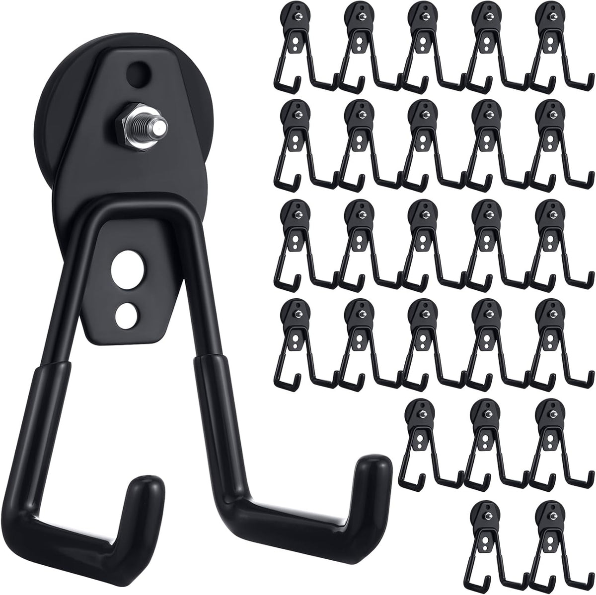 Landhoow Large Magnetic Hooks Heavy Duty Garage Magnet Hooks Strong Storage Utility Magnetic Hangers with Anti Slip Rubber Coating for Indoor and Outdoor Hanging(Black,26 Pcs)